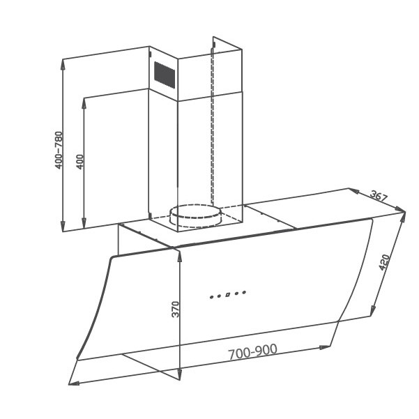 Máy hút mùi kính vát cảm ứng Canzy 087D