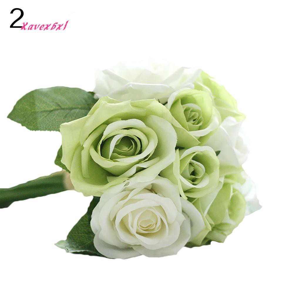 1 Bó 9 Bông Hoa Hồng Giả Trang Trí Tiệc Cưới