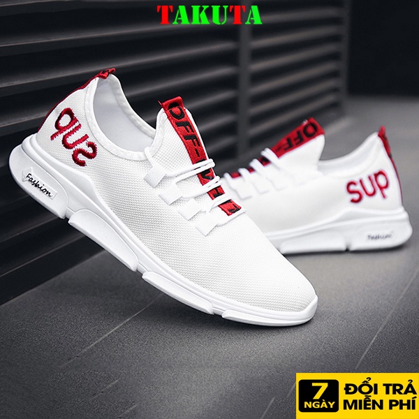 Giày Sneaker Nam thể thao màu trắng cổ cao cho học sinh phong cách Hàn Quốc TAKUTA mã SUT