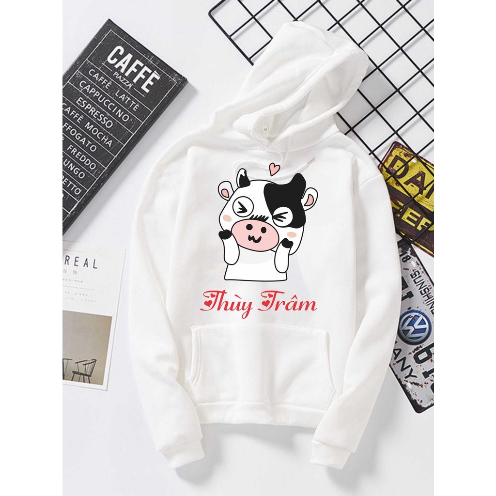 [Hot] Áo hoodie bò sữa + tặng in tên lên áo đủ size cho cả gia đình