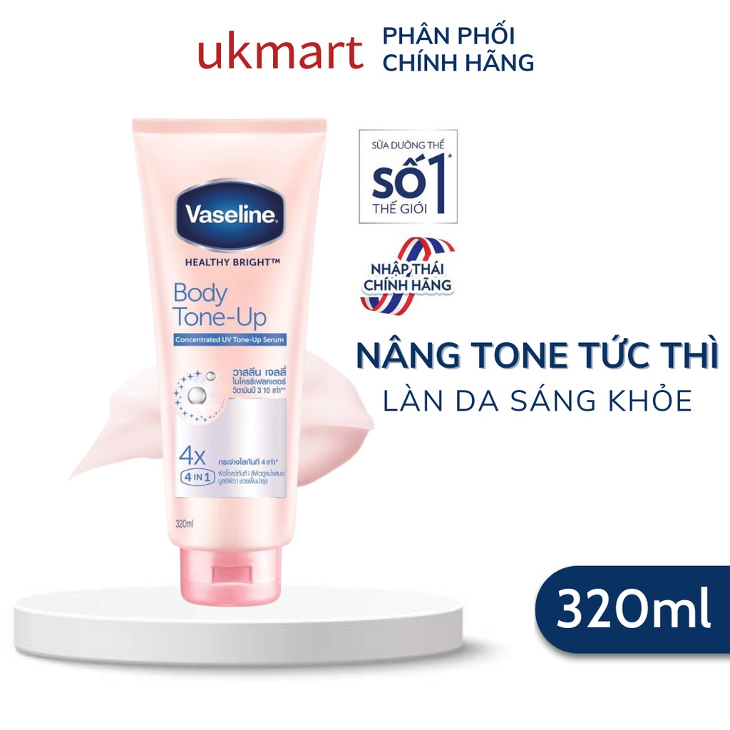 Sữa Dưỡng Thể Vaseline Healthy Bright SPF 50+ 320ml Trắng Da Chống Nắng Nâng Tông Tức Thì Tinh Chất Dưỡng Sáng Rạng Rỡ