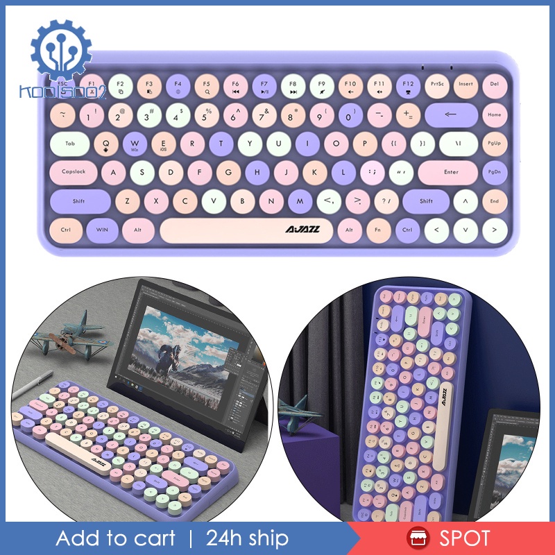 Hàng sẵn sàng-Bàn phím 308i Mini 84 nút tròn kiểu retro kết nối Bluetooth chất lượng cao