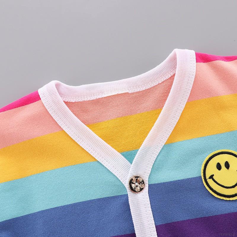 Áo khoác cardigan dệt kim kẻ sọc thời trang Hàn Quốc đáng yêu cho bé