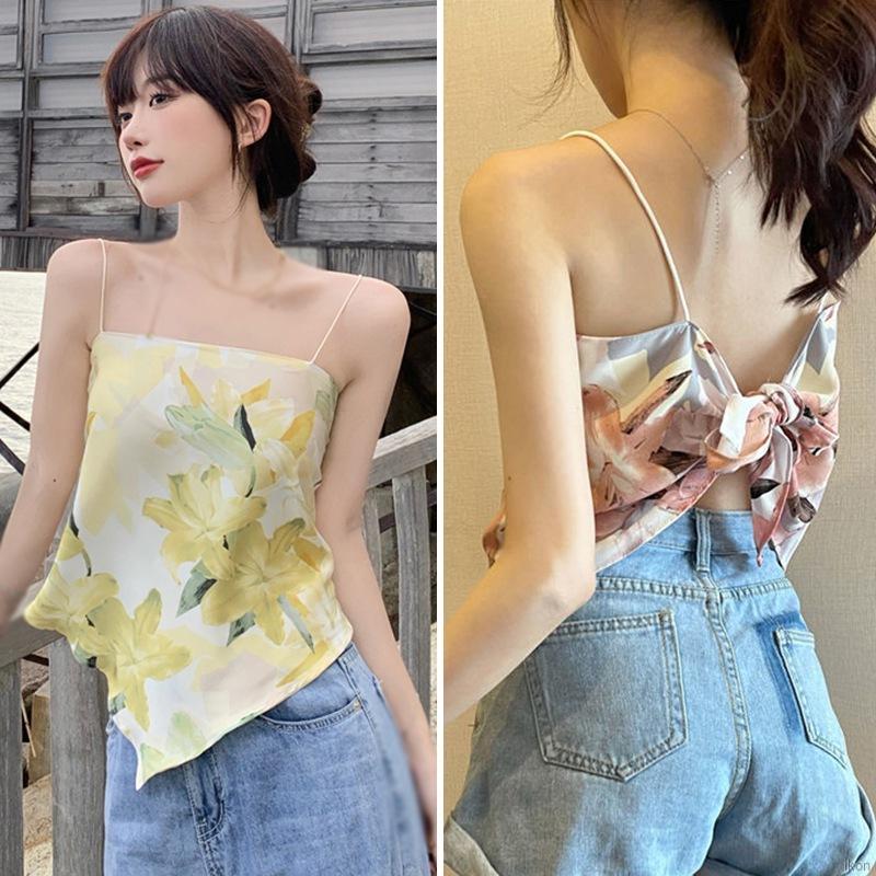 Áo dạng vest vải mỏng lụa chiffon cho nữ có dây đeo/ thiết kế thời trang mùa hè