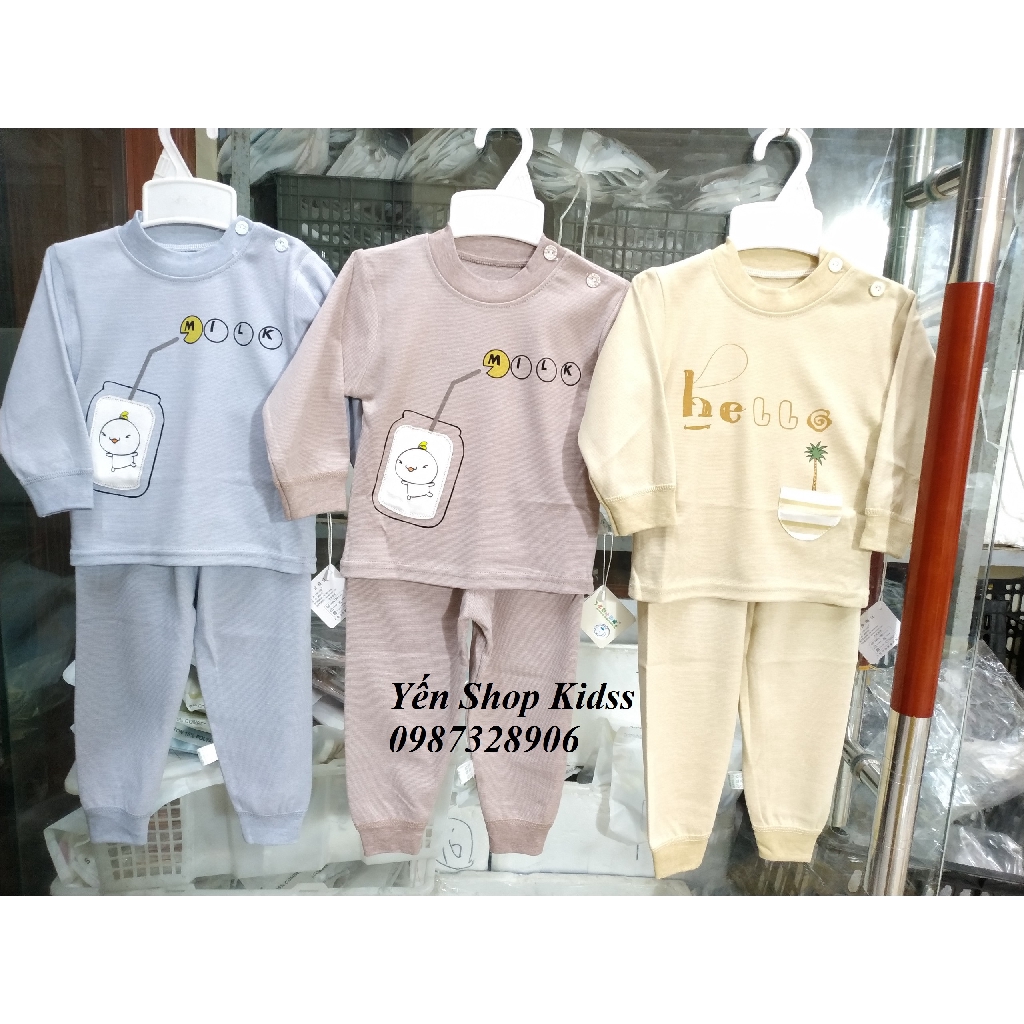 BỘ COTTON XUẤT NHẬT HÀNG QUẢNG CHÂU CAO CẤP IN HÌNH (MILK_HELLO) CHO BÉ-(10-17KG) | BigBuy360 - bigbuy360.vn