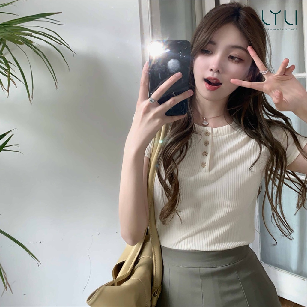 Set đồ 2 món Áo thun croptop ngắn tay ôm sát - Chân Váy tennis chất Kaki xếp ly Lylibeauty chất áo cotton co giãn TL30