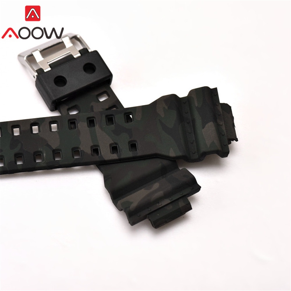 Dây Đeo Đồng Hồ Cao Su Silicon 16mm Họa Tiết Rằn Ri Chống Nước Cho Casio G-Shock GA-110 GA-100 GA-120