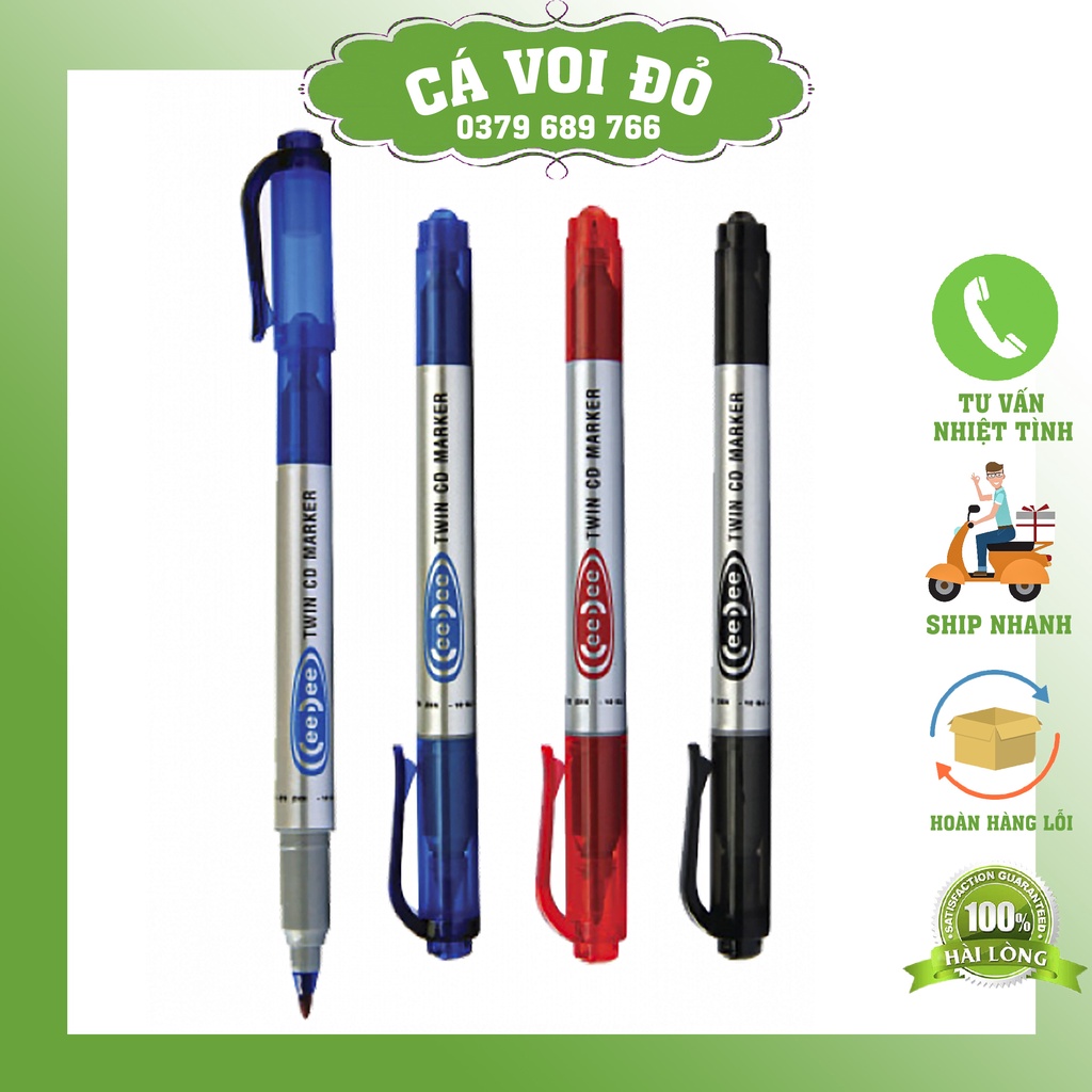 Bút lông dầu PM-04/ bút dạ Thiên Long /màu đỏ/màu đen/màu xanh/ bút 2 đầu ngòi 0,4mm- ngòi 1mm.