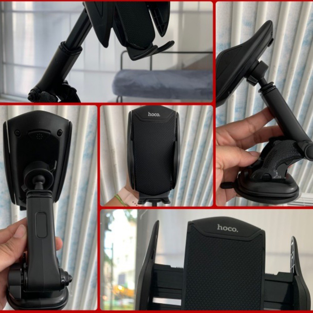 Giá đỡ kẹp điện thoại HOCO có khớp tay tăng giảm chiều dài dán, hít dán taplo, kính xe hơi ô tô | BigBuy360 - bigbuy360.vn