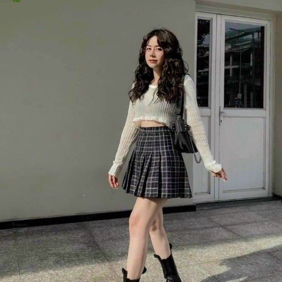 Chân váy sọc xếp ly (PC) caro siêu hot hit