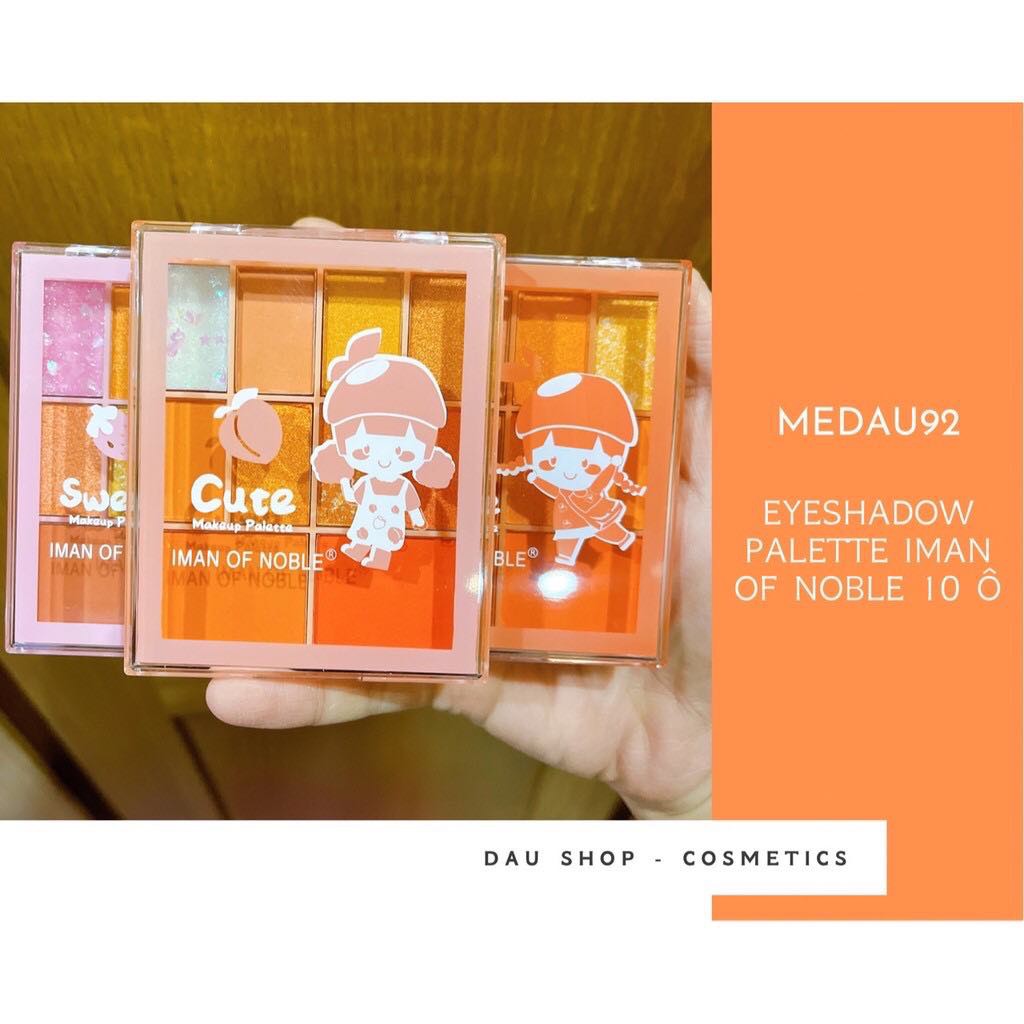 Phấn mắt 10 ô iMan Makeup Cô Gái nhủ kim tuyến kèm má hồng.