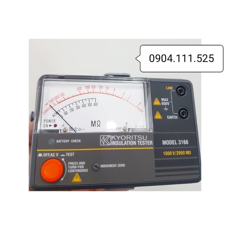 Đồng hồ đo điện trở cách điện KYORITSU 3166 (1000V/2000MΩ)
