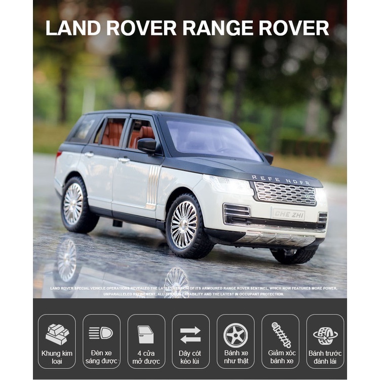Xe mô hình LAND ROVER RANGER ROVER CHEZHI tỉ lệ 1:24 khung thép chắc chắn màu Đen