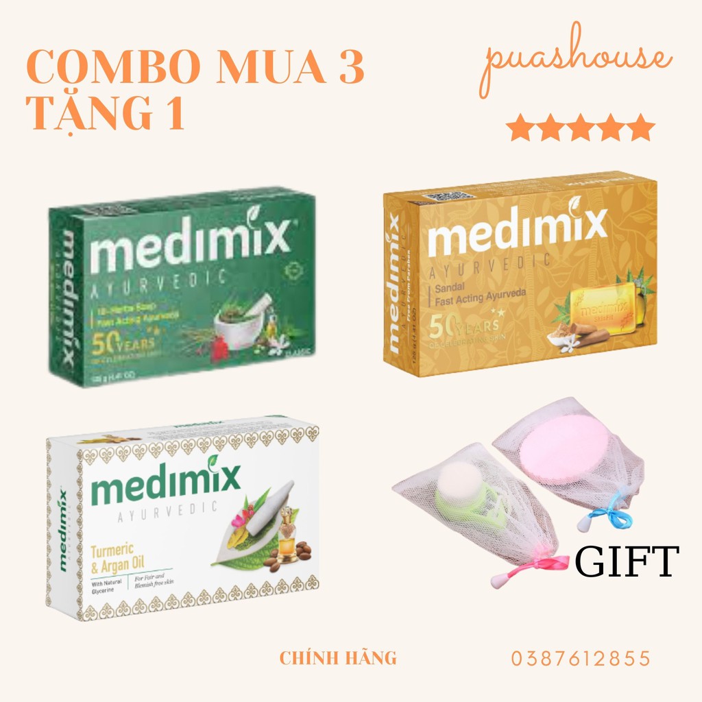 [CHÍNH HÃNG] COMBO MUA 3 TẶNG 1 XÀ PHÒNG MEDIMIX CHO LƯNG XINH 125G