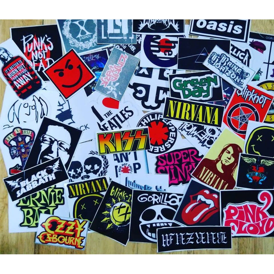 Sticker rock 5 chiếc dán nhiều hình đa dạng tráng nilong chống nước, sử dụng ngoài trời - ngẫu nhiên