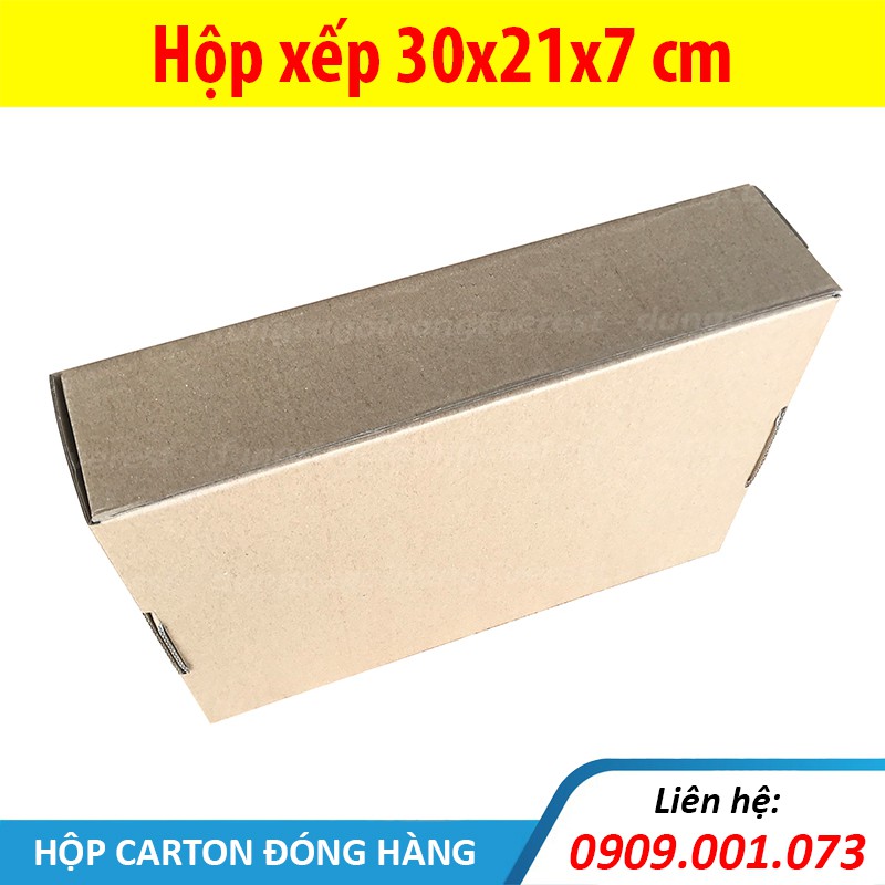 Combo 20 hộp xếp, size 30x21x7 cm - hộp carton nắp gài, giấy 2 nâu 1 xeo, sóng E cứng cáp