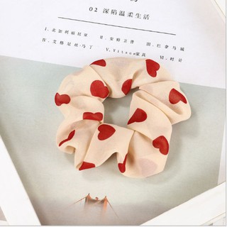 Scrunchies chun cột tóc họa tiết tim đáng yêu phong cách hàn quốc hottrend 2020