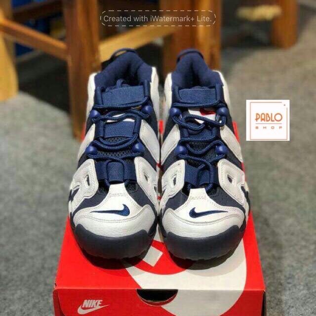 SALE (GIÁ TỐT) Giày thể thao NIKE AIR MORE UPTEMPO blue/white Xanh chữ trắng XIÊU HOT