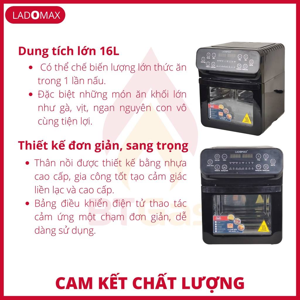 [Mã ELHADEV giảm 4% đơn 300K] Nồi chiên không dầu Ladomax, nồi chiên không dầu điện tử dung tích lớn 16L Ladomax HA-555