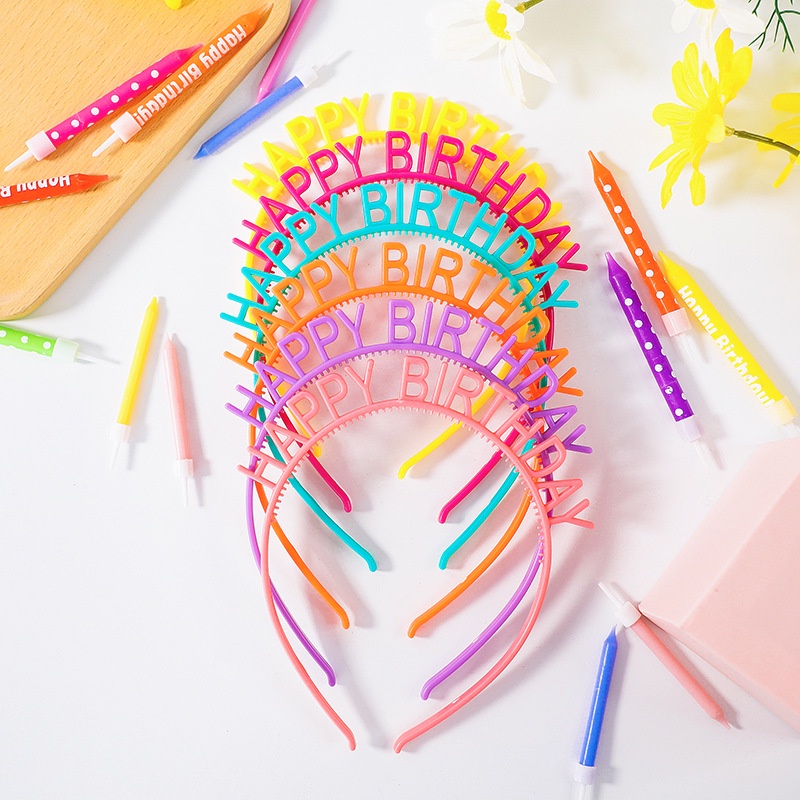 Băng Đô Cài Tóc Họa Tiết Chữ happy birthday Dễ Thương Sáng Tạo