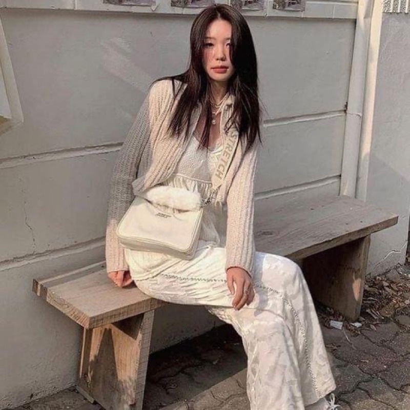 Túi kẹp nách Stretch Angels City Hobo Bag black-beige-white