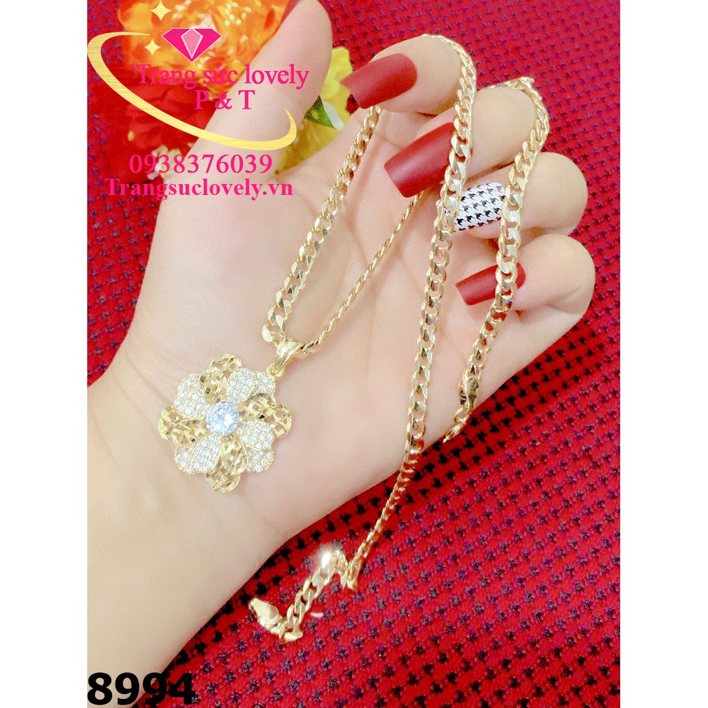 Dây chuyền khoen lật mặt hoa xoàn 8994