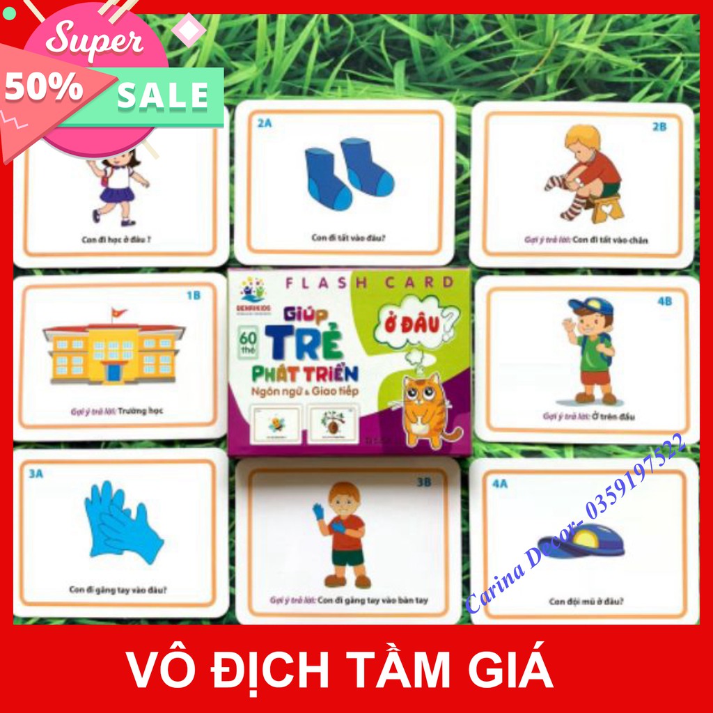 Flash card giúp trẻ tăng trưởng tiếng nói và giao tiếp: ai? loại gì? Ở đâu? khi nào? tại sao? - Carina Decor