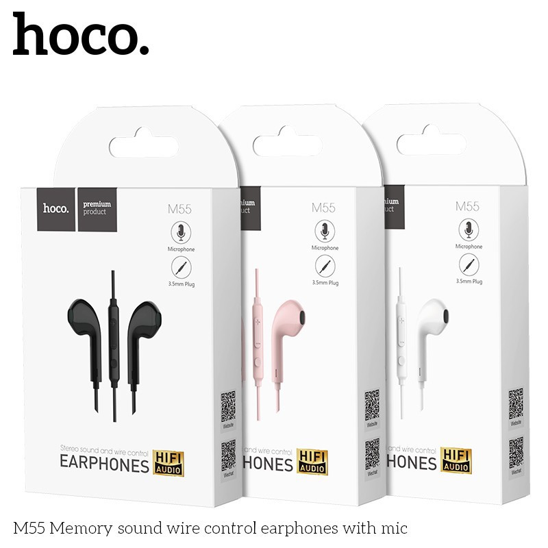 TAI NGHE HOCO M55 CÓ MIC CHẤT ÂM HIFI 3 MÀU DỄ THƯƠNG TRẮNG ĐEN HỒNG