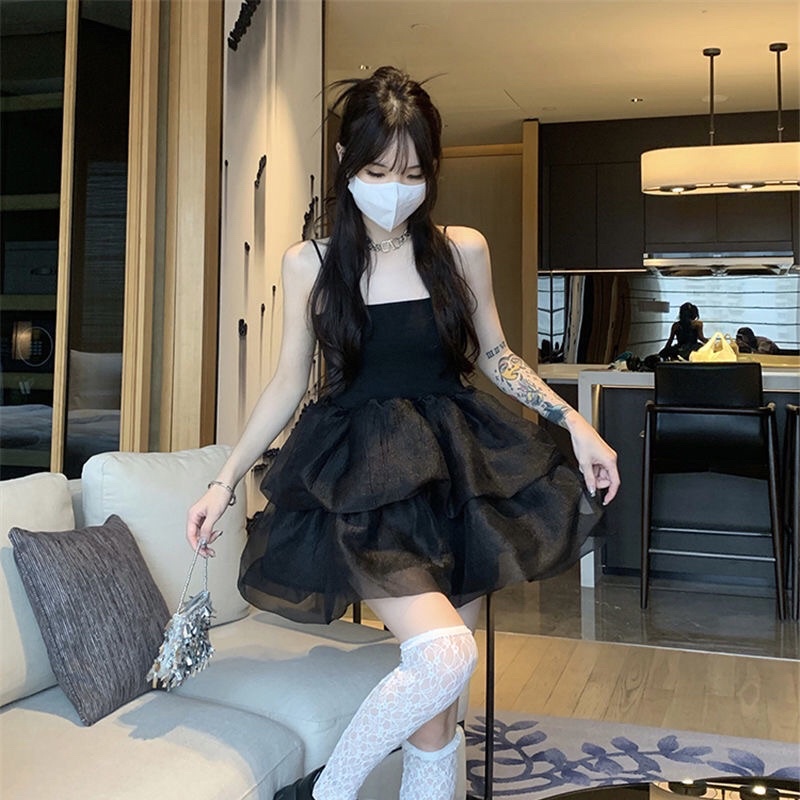 Váy hai dây nữ dáng ngắn xoè bồng bềnh tiểu thư shop Lim Boutique