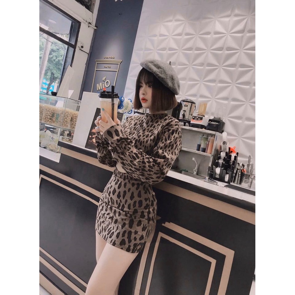 SET ÁO CRT MIX CHÂN VÁY LEN DA BEO