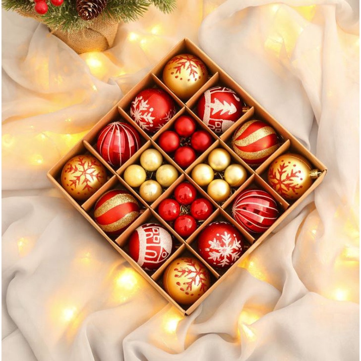 Hộp 44 Quả Châu Trang Trí Cây Thông Noel Tiệc Giáng Sinh