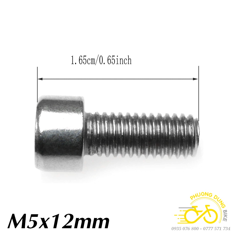 2 Ốc vít thép M5x12mm gắn cho gọng bình nước xe đạp