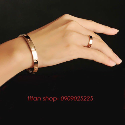 bộ trang sức titan love 2 món- màu hồng