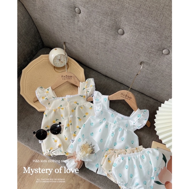 Xả Bộ đũi xốp viền ren cho bé gái