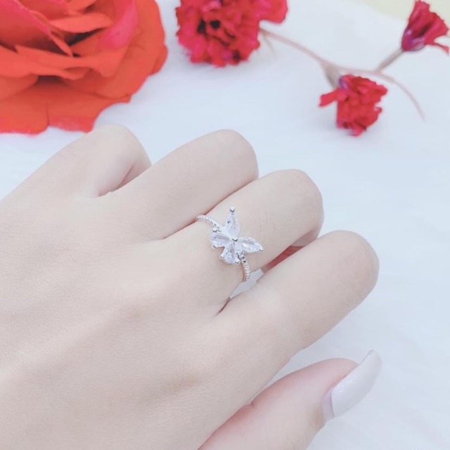 Nhẫn Bạc nữ free size, điểm nhấn bươm bướm đá nhẹ nhàng quyến rũ, thu hút ánh nhìn Mainomi Shop Bạc Xinh