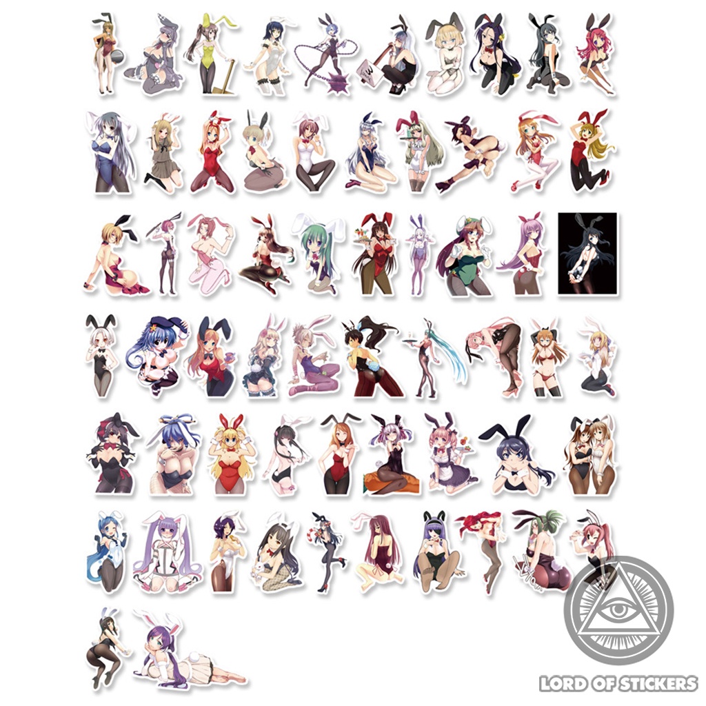 Set 61 Hình Dán Cô Gái Thỏ Anime Waifu Sticker Sexy Bunny Girl Chống Thấm Nước Trang Trí Mũ Bảo Hiểm, Laptop, Ván Trượt