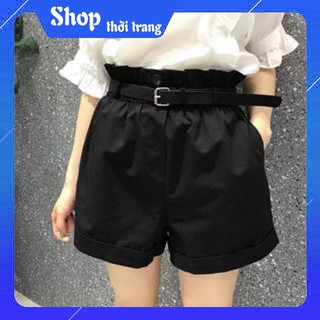 Quần nữ ngắn ống rộng chất liệu kaki lưng thun kèm dây nịt hàng xịn - nhiều màu sắc ( ảnh thật)