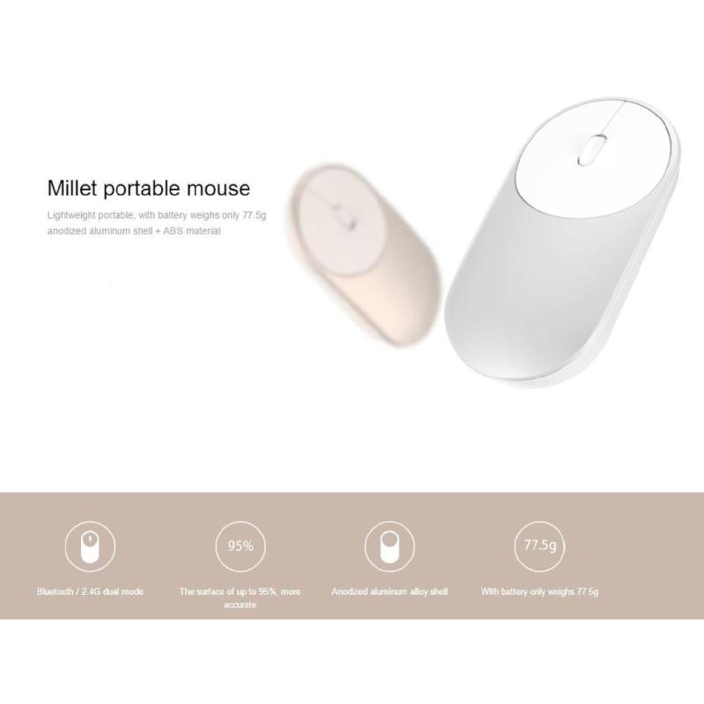 Xiaomi Mi Bluetooth Portable Mouse 2.4G Dongle Aluminum Wireless Xmsb02mw