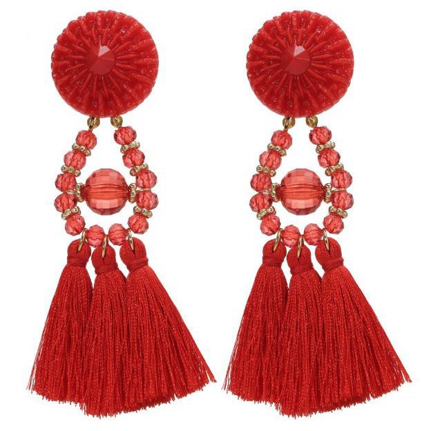 Retro Fashion Tassel Crystal Earrings Long Tassel Earrings Women