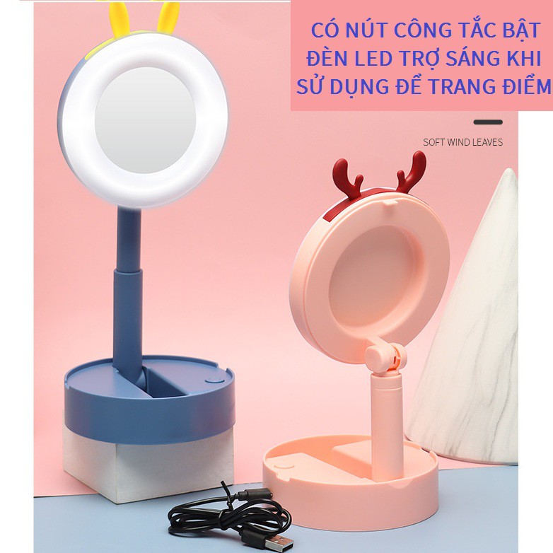 Gương Trang Điểm Đèn Led Xếp Gọn