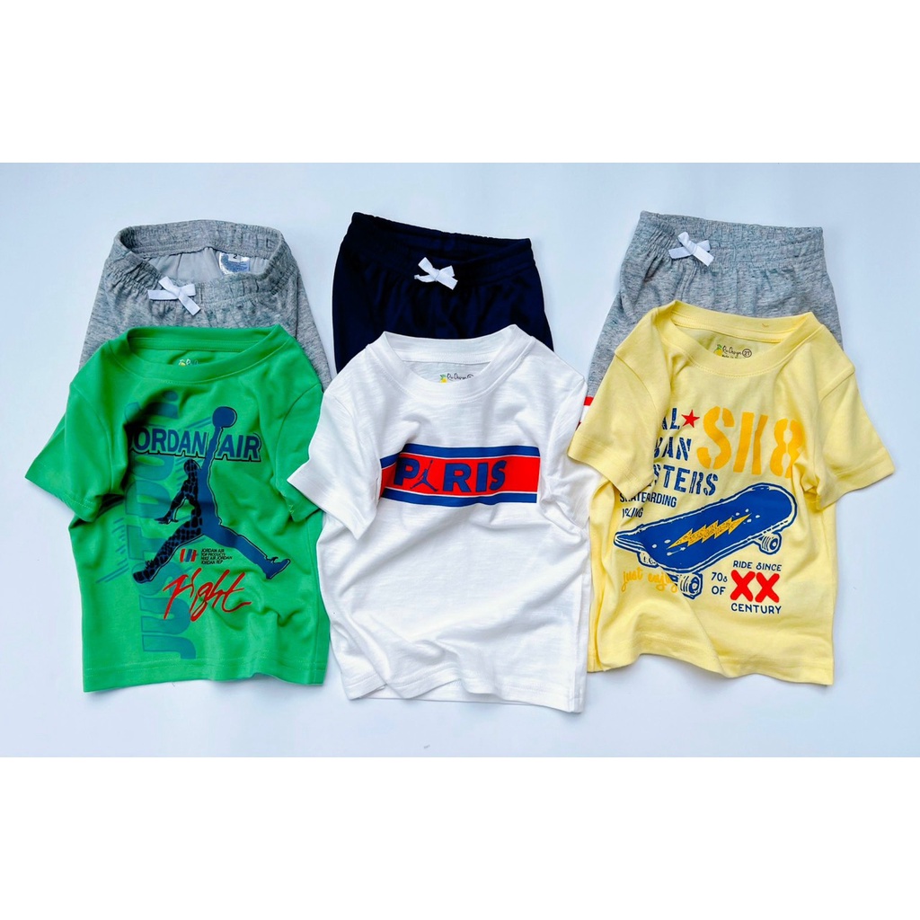 Set bộ bé trai 9-25kg thun cotton cao cấp Bộ quần áo bé trai in chữ thể thao 1 2 3 4 5 6 tuổi - STRC STRD