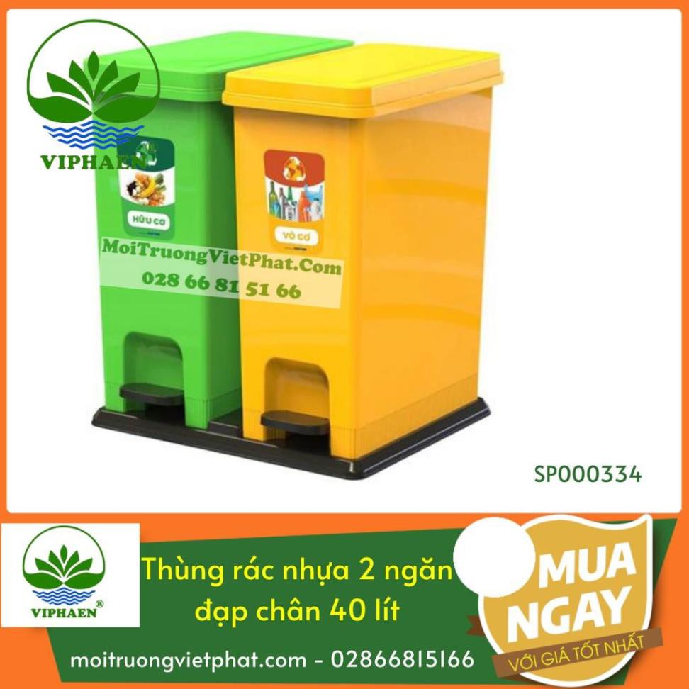 Thùng rác nhựa 2 ngăn đạp chân Duy Tân 40 lít