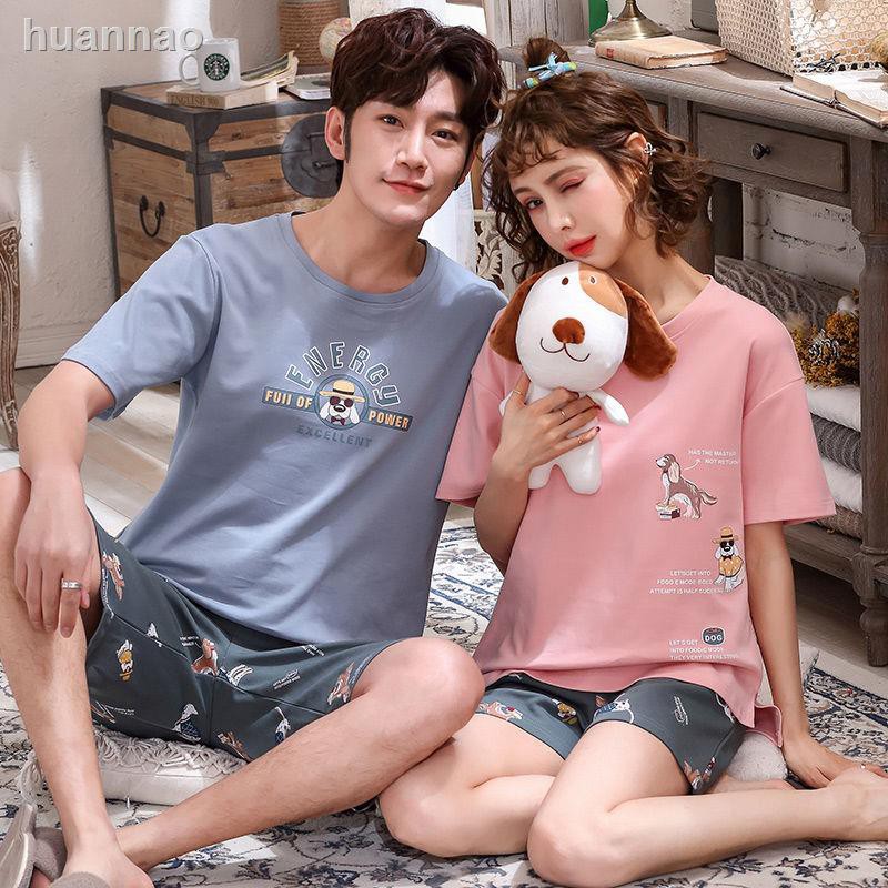 Bộ Đồ Ngủ Tay Ngắn Vải Cotton Kiểu Hàn Quốc Thời Trang Mùa Hè Cho Các Cặp Đôi