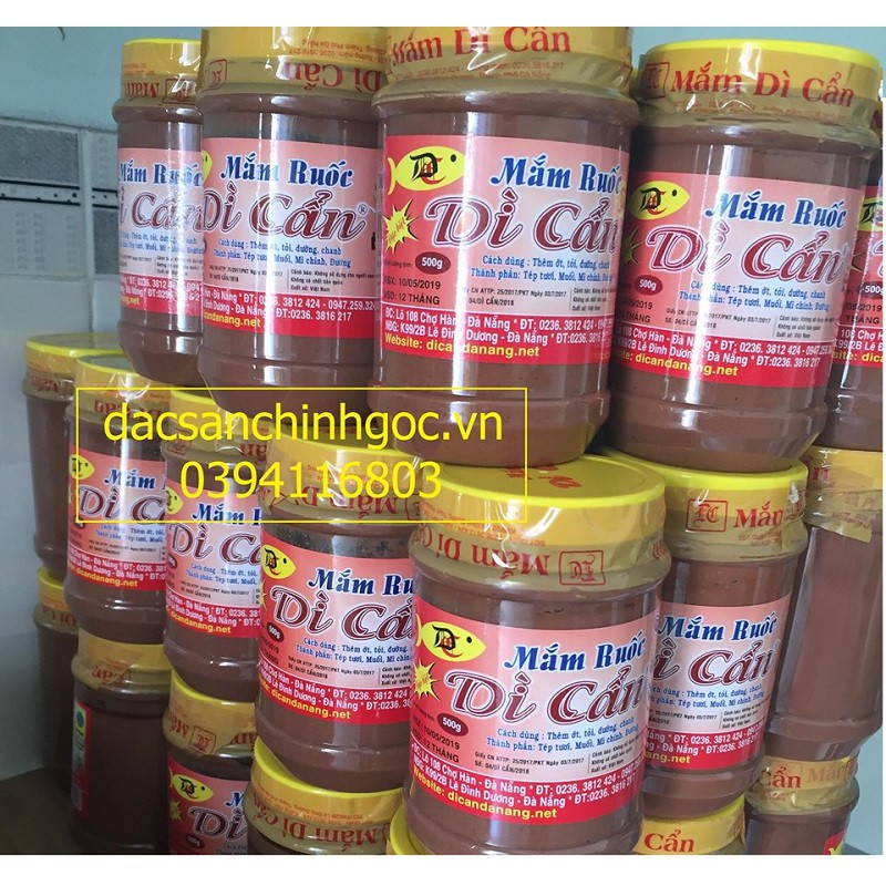 Mắm ruốc, mắm ruốc dì cẩn chuẩn thương hiệu mắm dì cẩn đặc sản nổi tiếng Đà Nẵng hộp 500g