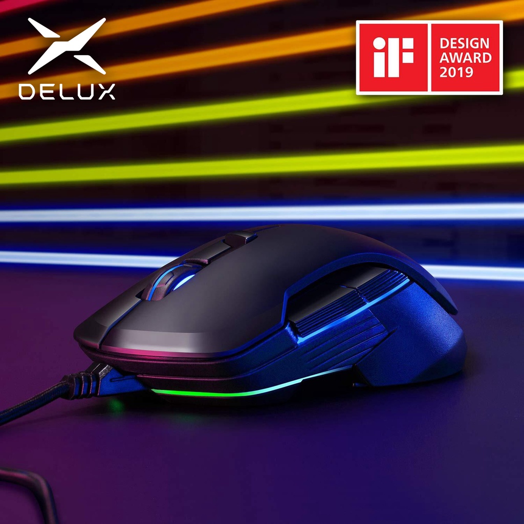 Chuột chơi game không dây Delux M627 PMW3389 16000 DPI 8 nút tự lắp ráp