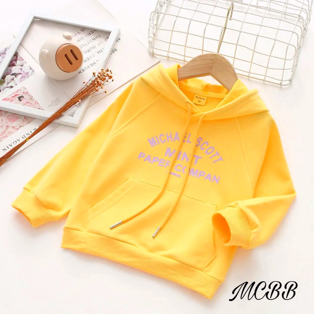 MCBB - 23-47 Kg 100% Vải Cotton Mỏng Áo Hoodie Bé Gái Trai Áo Thun Tay Dài Bé Gái Có Túi Áo Bé Trai Cho Trẻ Em Unisex Bộ