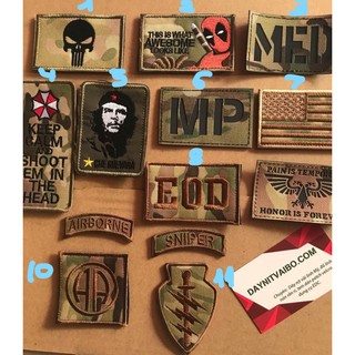 Tấm dán patch velcro Dead Pool, Thái cực, cờ Hàn quốc, US army, 511, Swat, công viên khủng long, Shield