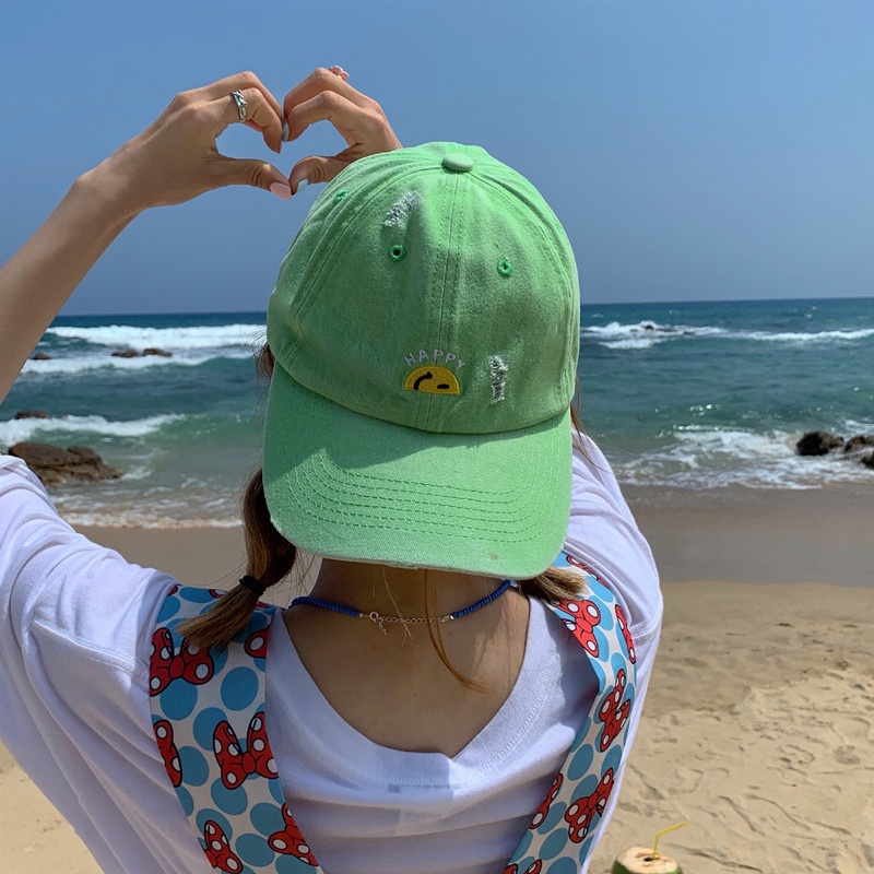 Mũ Lưỡi Trai Họa Tiết Gương Mặt Dễ Thương Thời Trang Mùa Hè Hàn Quốc Cho Nữ