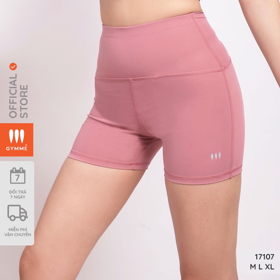 Quần short tập gym yoga nữ GYMME cạp cao nhún lưng chất thun co giãn 4 chiều - 17107