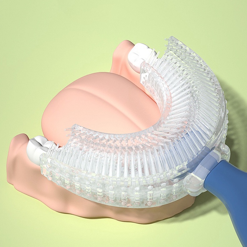 Bàn chải đánh răng hình chữ U bằng silicon cho bé 2-12 tuổi chịu được lực cắn, cho bé Miễn phí vận chuyển đơn  đạt 200k